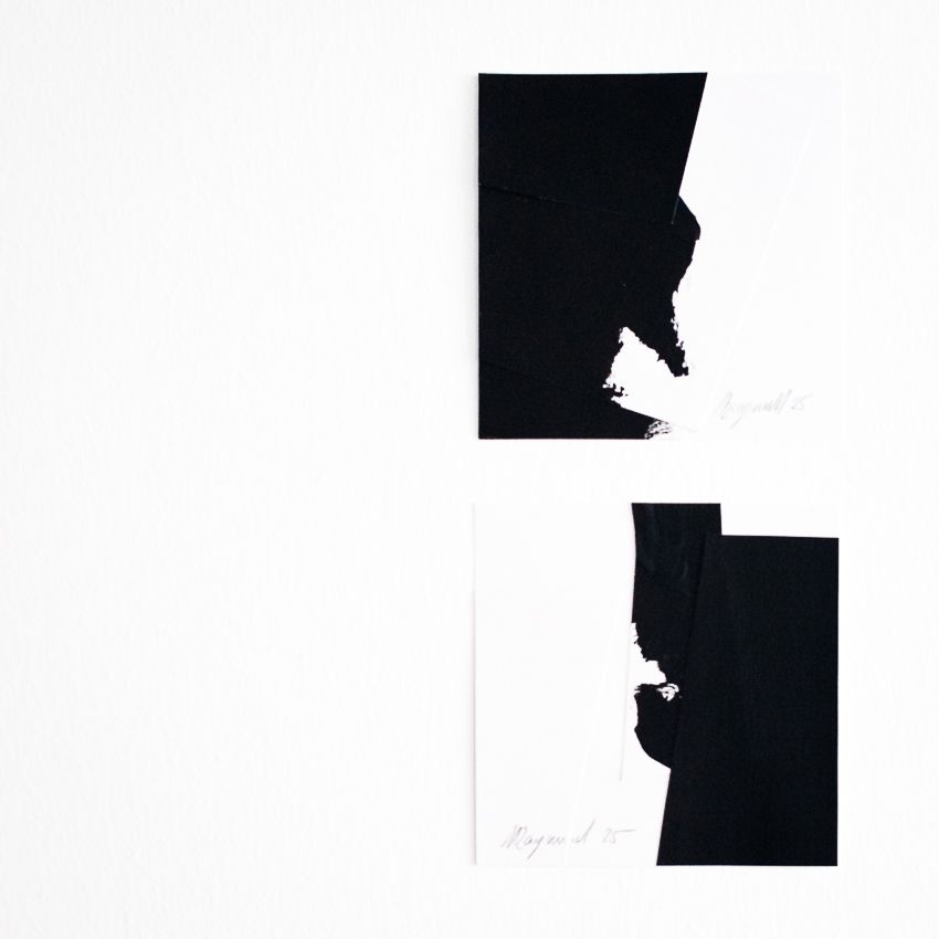 travaux sur papier de la séries Formes Noires de Marc Raymond, sculpteur suisse